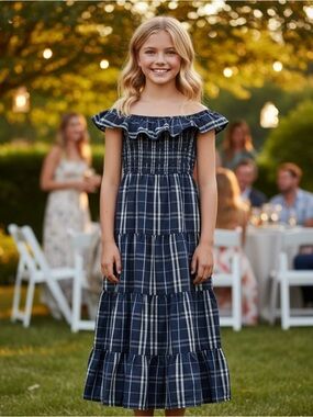 NWT BCX Girl Smocked Off-Shoulder Tiered Maxi Dress Party Special Occasion